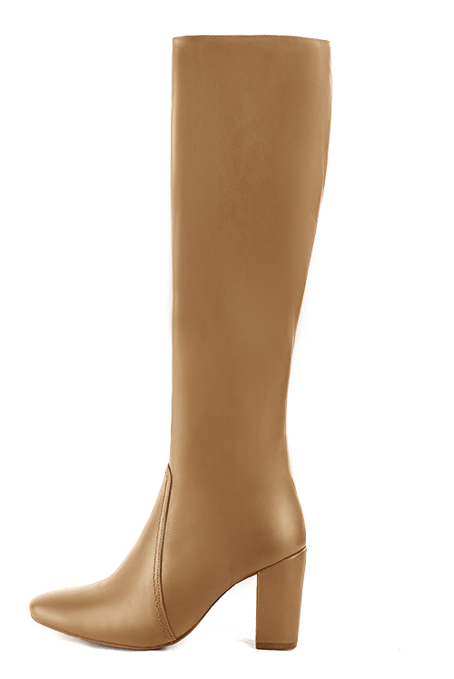 French elegance and refinement for these camel beige feminine knee-high boots, 
                available in many subtle leather and colour combinations. Record your foot and leg measurements.
We will adjust this pretty boot with zip to your measurements in height and width.
You can customise your boots with your own materials, colours and heels on the 'My Favourites' page.
To style your boots, accessories are available from the boots page. 
                Made to measure. Especially suited to thin or thick calves.
                Matching clutches for parties, ceremonies and weddings.   
                You can customize these knee-high boots to perfectly match your tastes or needs, and have a unique model.  
                Choice of leathers, colours, knots and heels. 
                Wide range of materials and shades carefully chosen.  
                Rich collection of flat, low, mid and high heels.  
                Small and large shoe sizes - Florence KOOIJMAN